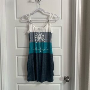 Blue and Gray Sleeveless Dress